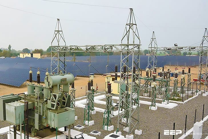 Solar plant transformer substation